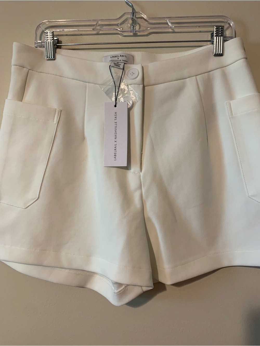 White High-Waist Tailored Shorts